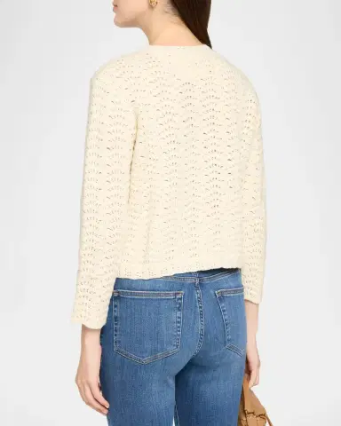 Frame The Chevron Pointelle Knit Cardigan | Thumbnail 3 Frame The Chevron Pointelle Knit Cardigan | Thumbnail 3