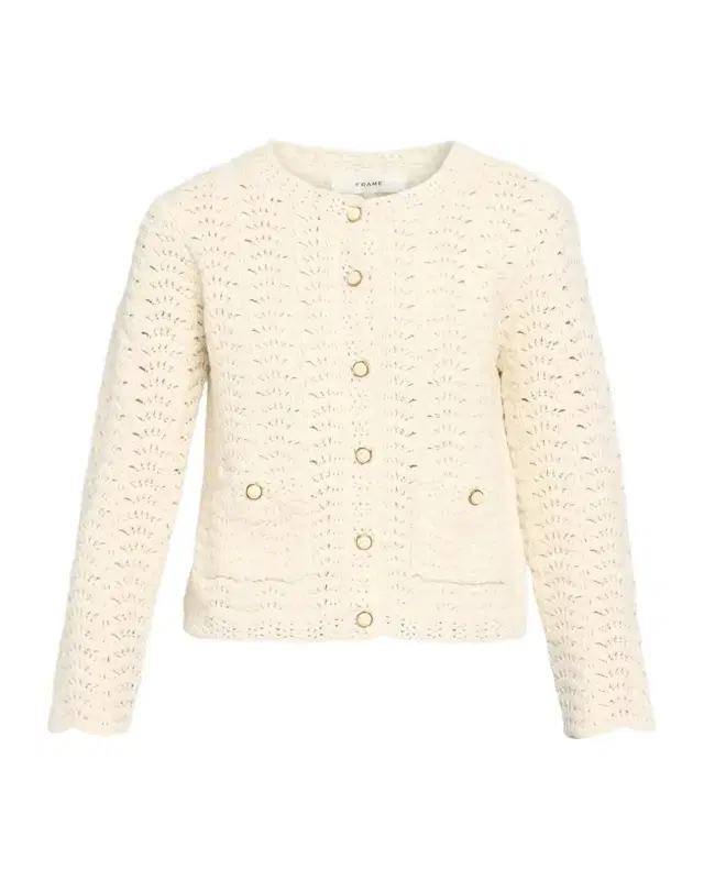 Frame The Chevron Pointelle Knit Cardigan