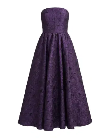 Mac Duggal Strapless Floral Brocade Midi Dress | Thumbnail 1 Mac Duggal Strapless Floral Brocade Midi Dress | Thumbnail 1