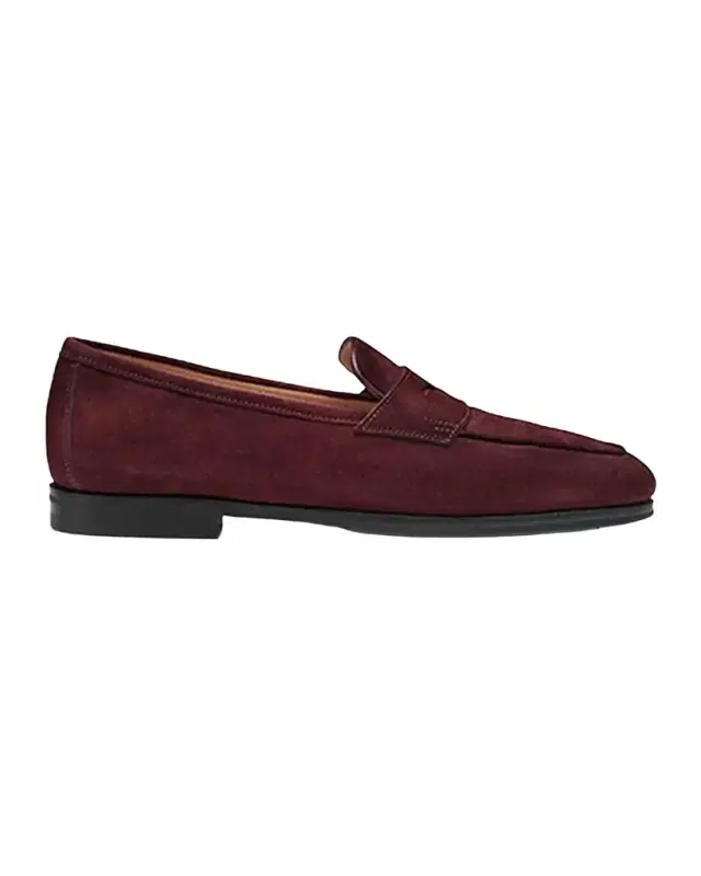 Santoni Suede Penny Loafers