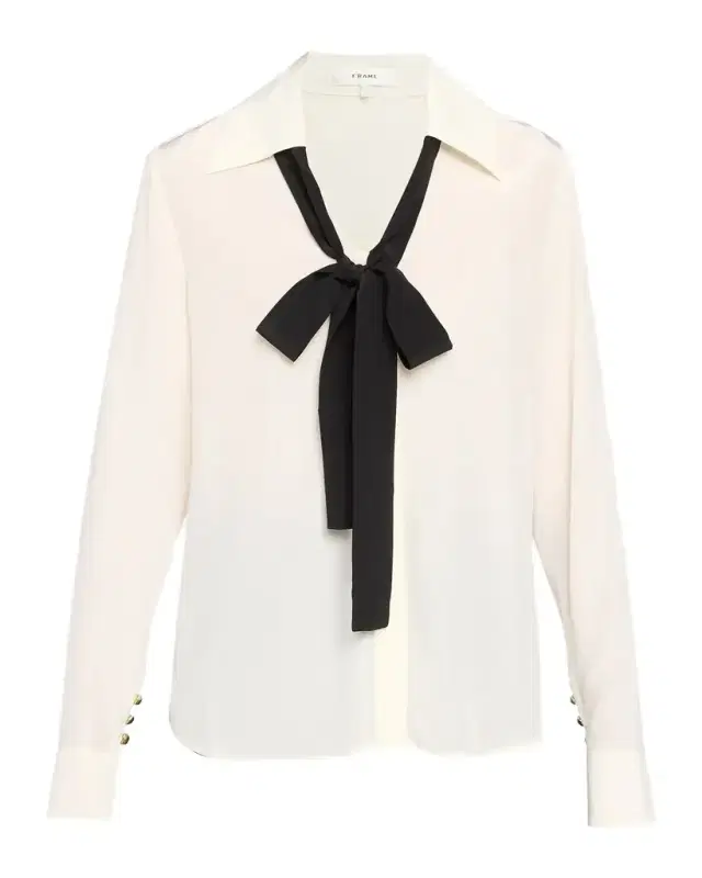 Frame Point Collar Silk Shirt