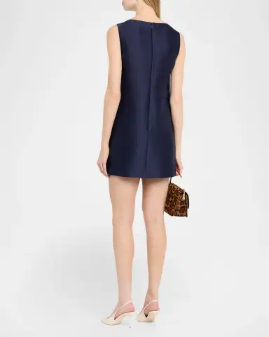 Self-Portrait Taffeta Lace Mini Shift Dress | Thumbnail 3