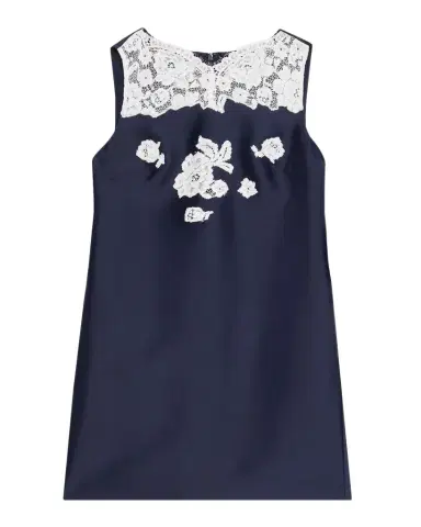Self-Portrait Taffeta Lace Mini Shift Dress | Thumbnail 1