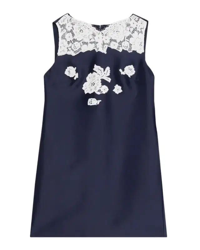 Self-Portrait Taffeta Lace Mini Shift Dress