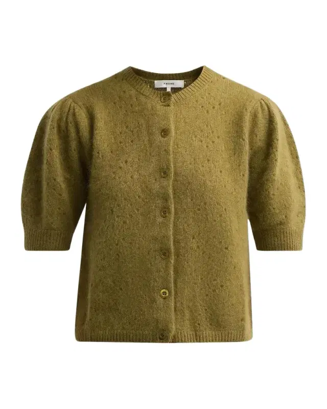 Frame The Bow Cotton-Blend Cropped Cardigan