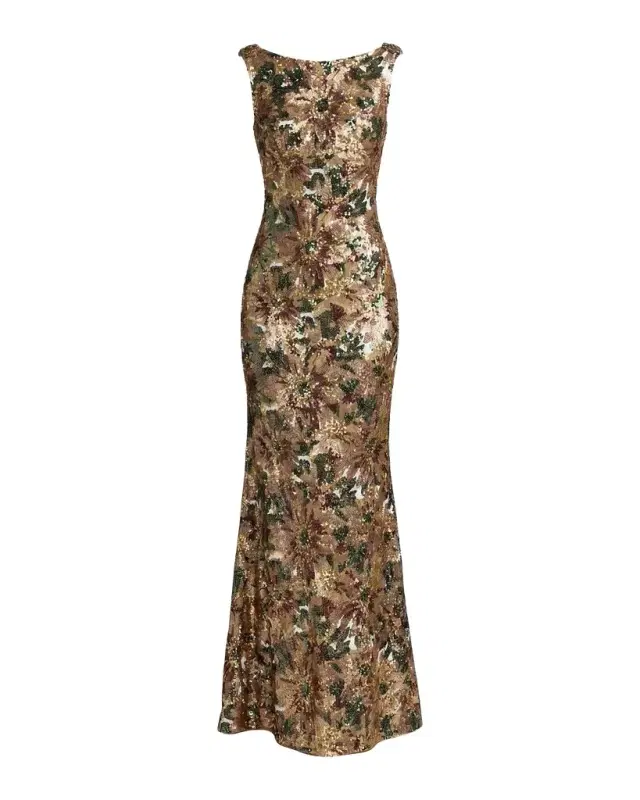 Mac Duggal Sequin Cowl Back Gown