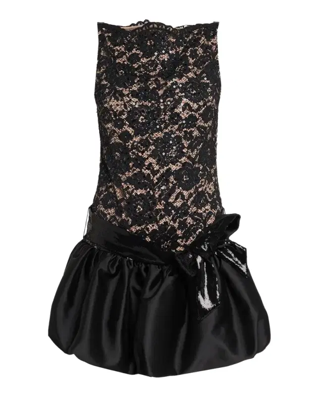 Self-Portrait Sleeveless Lace Bubble-Hem Mini Dress