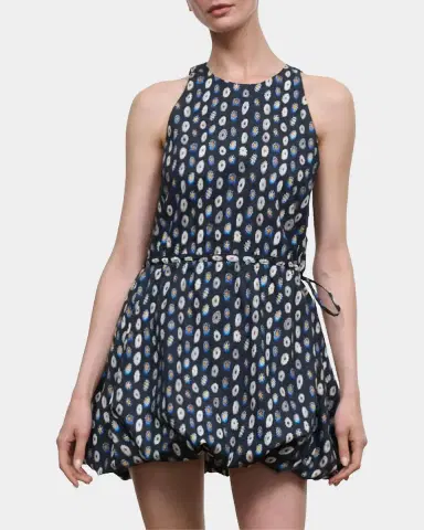 Staud Molly Cotton Bubble-Hem Mini Dress | Thumbnail 3
