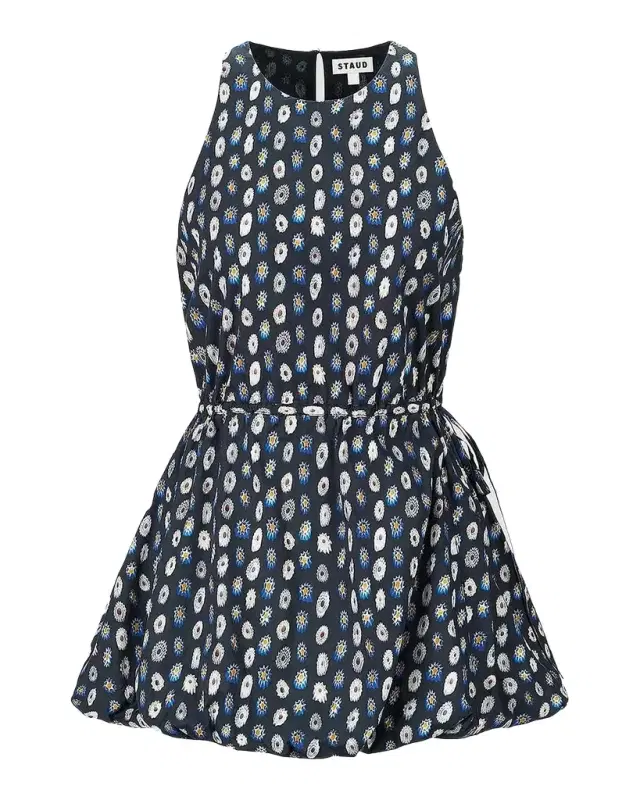 Staud Molly Cotton Bubble-Hem Mini Dress