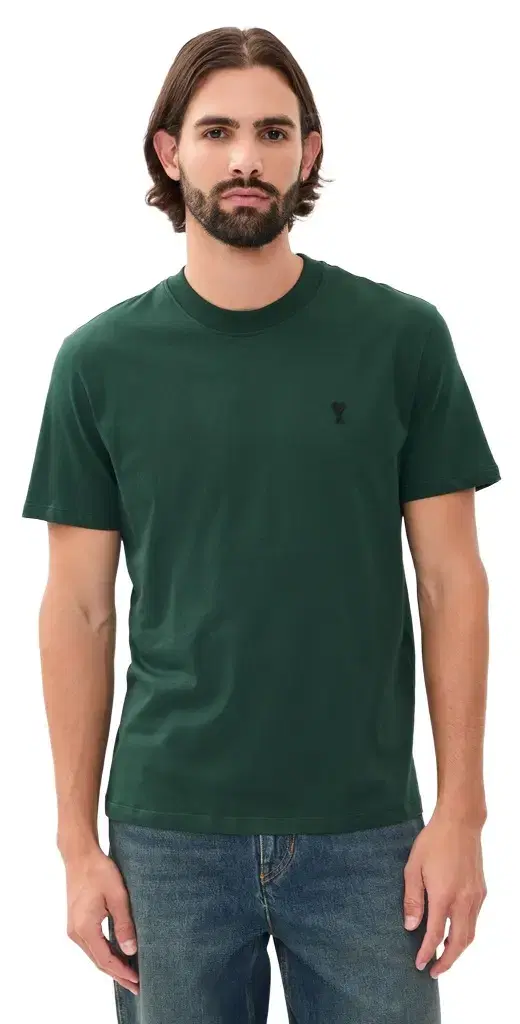 AMI Quota T-Shirt Vert Bouteille/ Noir
