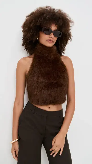 Bardot Julietta Faux Fur Top Chocolate | Thumbnail 2 Bardot Julietta Faux Fur Top Chocolate | Thumbnail 2