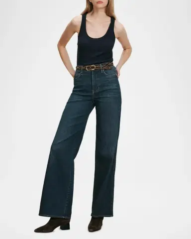 Veronica Beard Taylor Stretch Denim Wide-Leg Jeans | Thumbnail 2