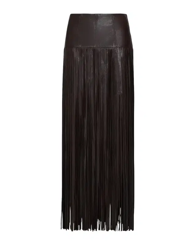 TWP Tangled Up Fringe Leather Skirt