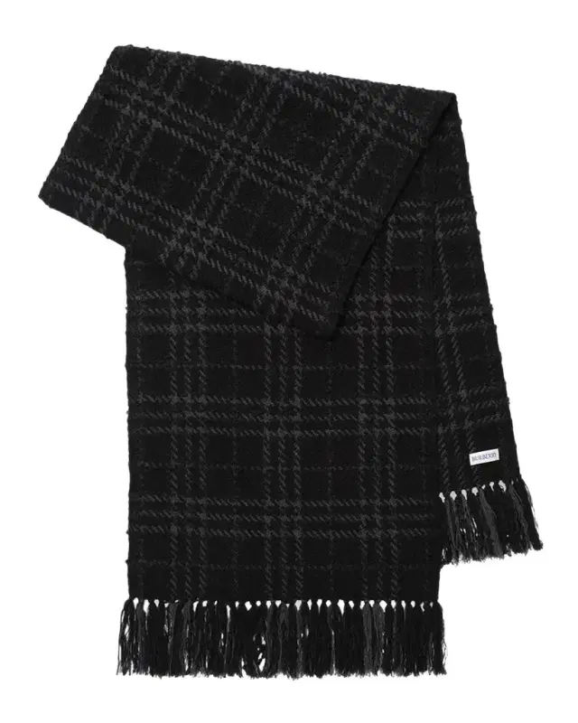 Burberry Embellished Check Boucle Scarf