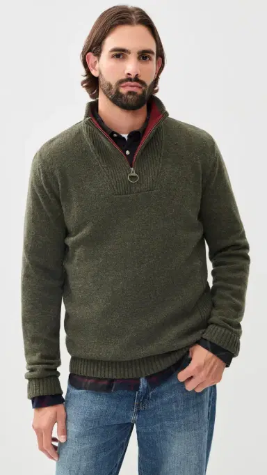Barbour Nelson Quarter Zip Sweater eaweed | Thumbnail 3 Barbour Nelson Quarter Zip Sweater eaweed | Thumbnail 3