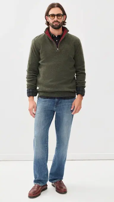 Barbour Nelson Quarter Zip Sweater eaweed | Thumbnail 6 Barbour Nelson Quarter Zip Sweater eaweed | Thumbnail 6