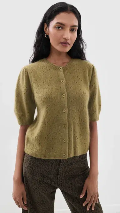 Frame The Cashmere Airy Cardi Deep Olive | Thumbnail 2 Frame The Cashmere Airy Cardi Deep Olive | Thumbnail 2