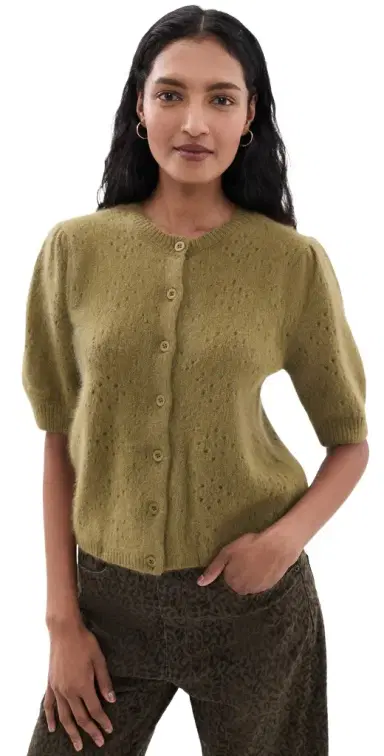 Frame The Cashmere Airy Cardi Deep Olive | Thumbnail 1 Frame The Cashmere Airy Cardi Deep Olive | Thumbnail 1