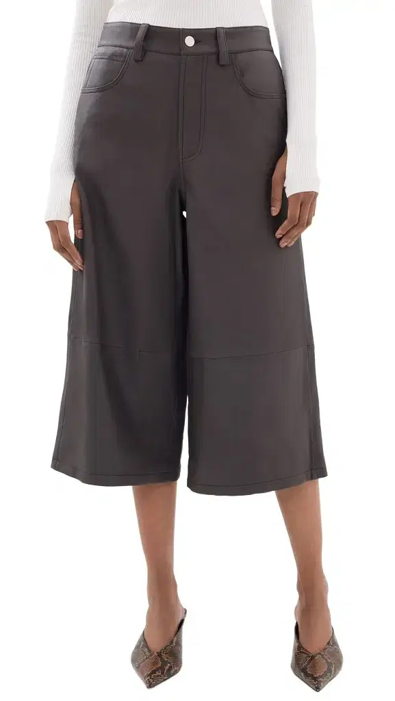 Staud Hunter Leather Culottes Earth
