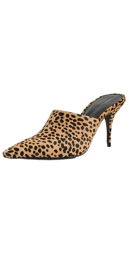 Black Suede Studio Mesa 80 Heels Camel Dotted Cheetah Pony Hair