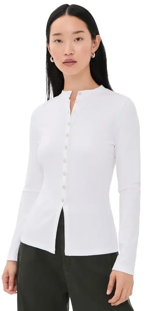 Aligne Daphne Ribbed Top White