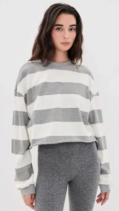 STRUT-THIS The Oxford Long Sleeve Sweatshirt Grey/White | Thumbnail 2