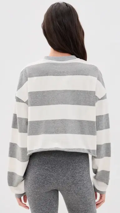 STRUT-THIS The Oxford Long Sleeve Sweatshirt Grey/White | Thumbnail 3