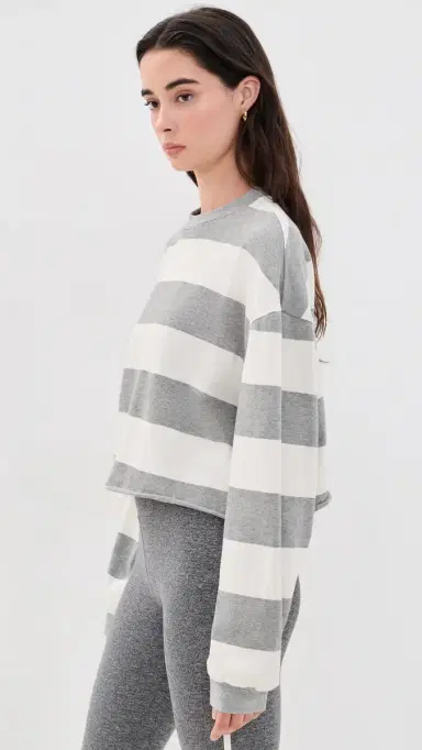 STRUT-THIS The Oxford Long Sleeve Sweatshirt Grey/White | Thumbnail 4