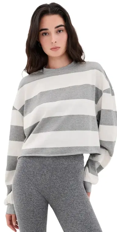 STRUT-THIS The Oxford Long Sleeve Sweatshirt Grey/White | Thumbnail 1