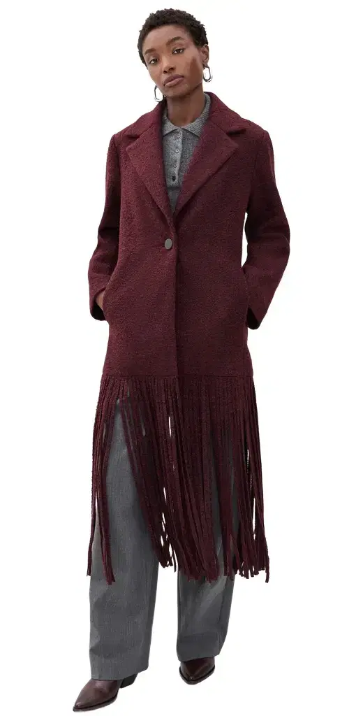 SIMONMILLER Vero Fringe Coat Bordeaux