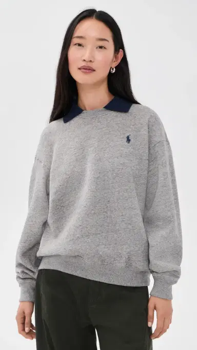 Polo Ralph Lauren Arctic Collared Crew Neck Sweatshirt Dark Vintage Heather | Thumbnail 2