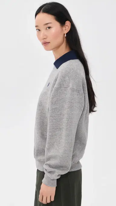 Polo Ralph Lauren Arctic Collared Crew Neck Sweatshirt Dark Vintage Heather | Thumbnail 4
