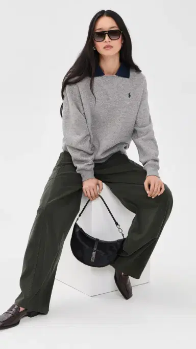 Polo Ralph Lauren Arctic Collared Crew Neck Sweatshirt Dark Vintage Heather | Thumbnail 5