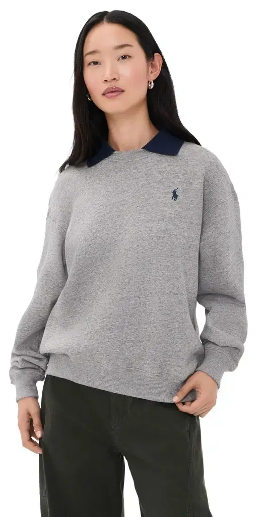 Polo Ralph Lauren Arctic Collared Crew Neck Sweatshirt Dark Vintage Heather