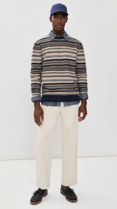Barbour Highsted Fair Isle Sweater Navy | Thumbnail 6