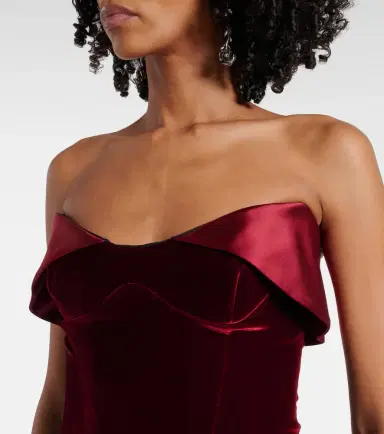 Mugler Satin-trimmed velvet minidress | Thumbnail 3