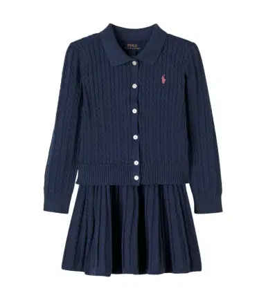 POLO RALPH LAUREN KIDS Cable-knit cotton cardigan and skirt set | Thumbnail 1