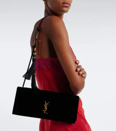 Saint Laurent Kate Small leather-lined velvet clutch | Thumbnail 6