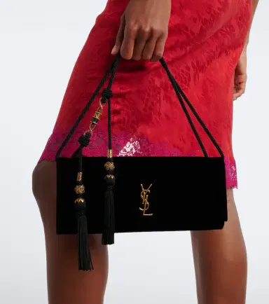 Saint Laurent Kate Small leather-lined velvet clutch | Thumbnail 7