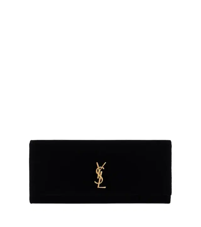 Saint Laurent Kate Small leather-lined velvet clutch