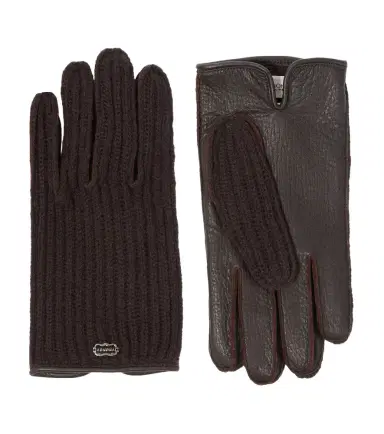 AGNONA Ribbed-knit cashmere and leather gloves | Thumbnail 1