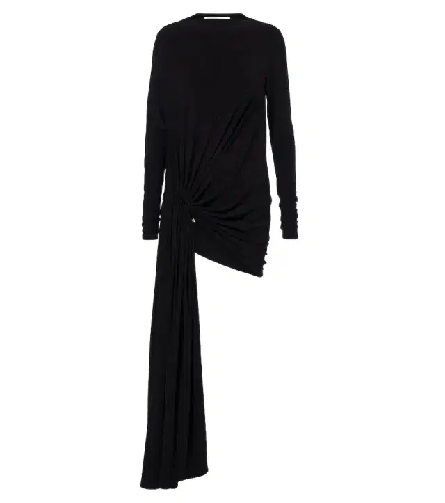 Sportmax Asymmetric gathered jersey minidress
