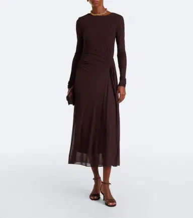Max Mara Elegante gathered crêpe jersey midi dress | Thumbnail 2