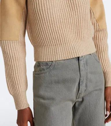 Max Mara Suede-paneled wool and cashmere sweater | Thumbnail 6