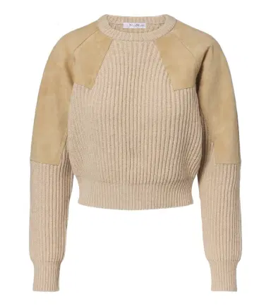 Max Mara Suede-paneled wool and cashmere sweater | Thumbnail 1