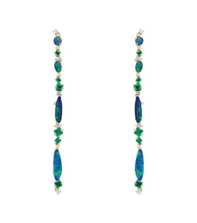 Suzanne Kalan 18kt gold drop earrings with gemstones