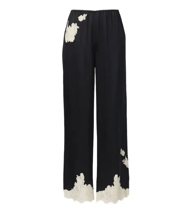 DÔEN Dôen Lavon lace-trimmed silk satin wide-leg pants