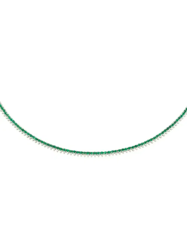 Wish Fine Jewelry 6.6ct Emerald 18K Gold Tennis Necklace