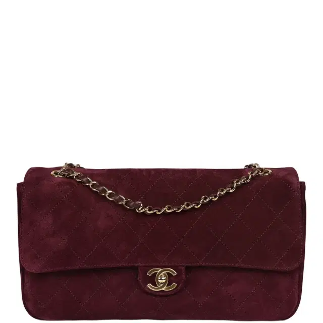 Chanel Chanel Maxi "Souplissimo" Small Flap Bag Burgundy Suede Gold Hardware