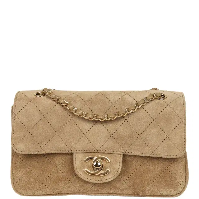 Chanel Chanel Mini "Souplissimo" Flap Bag Beige Suede Gold Hardware